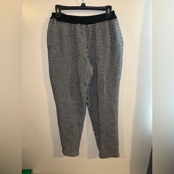 Vintage 90s Retro Houndstooth Dana Buchman L Wool Cropped Trouser Pants - Picture 2 of 7